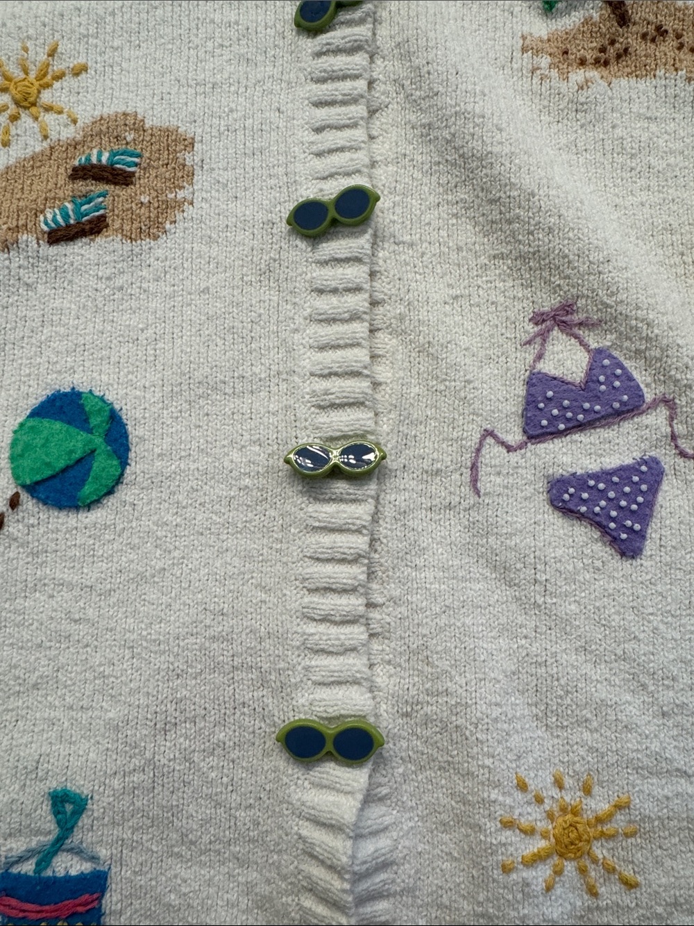 Vintage Talbots White Embroidered Beach-Themed Cardigan - Picture 6 of 7